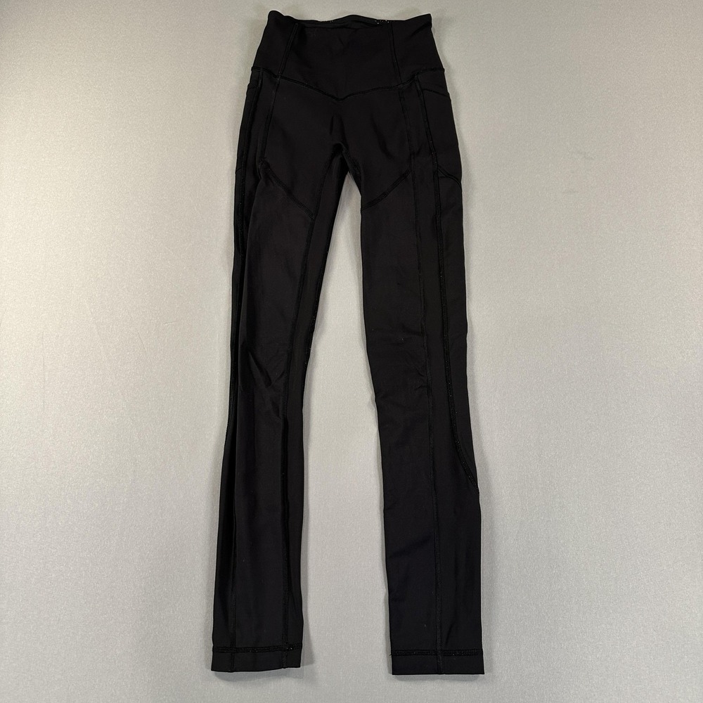 Lululemon Leggings Womens 2‎ Black High Rise Ankle Pockets Yoga Athletic Gym